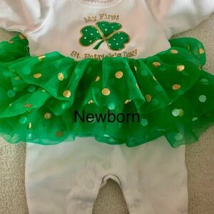 Green and White St. Patrick's Day Baby Outfit